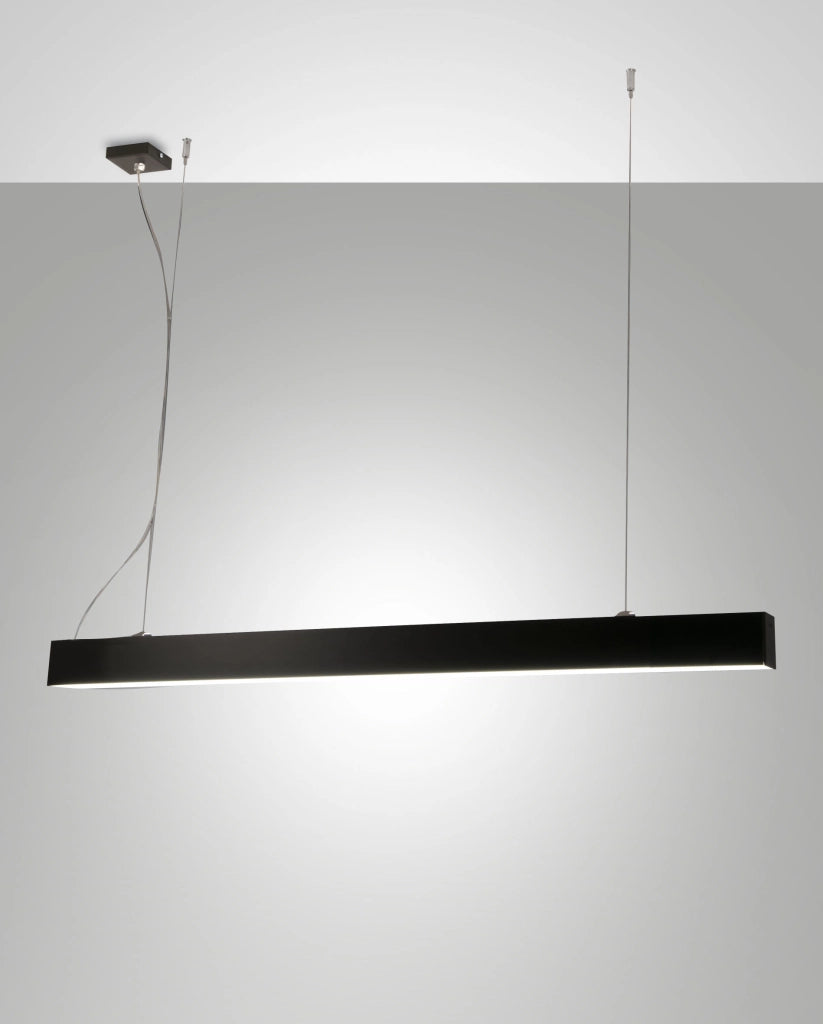 Lampada a Sospensione Next in Metallo e Policarbonato Nero, LED 45W 5460lm 3000K, Regolabile in Altezza fino a 2000mm, IP20 Classe 1