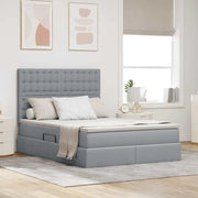 Letto con contenitore e LED con led Grigio chiaro 140 x 200 cm