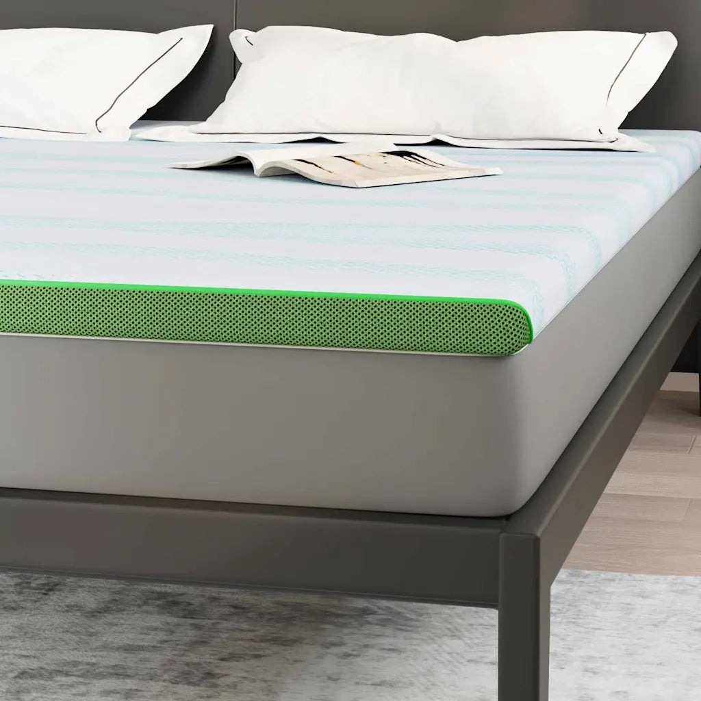Topper per materasso-Materassino Bianco e Verde 200 x 200 cm 777564