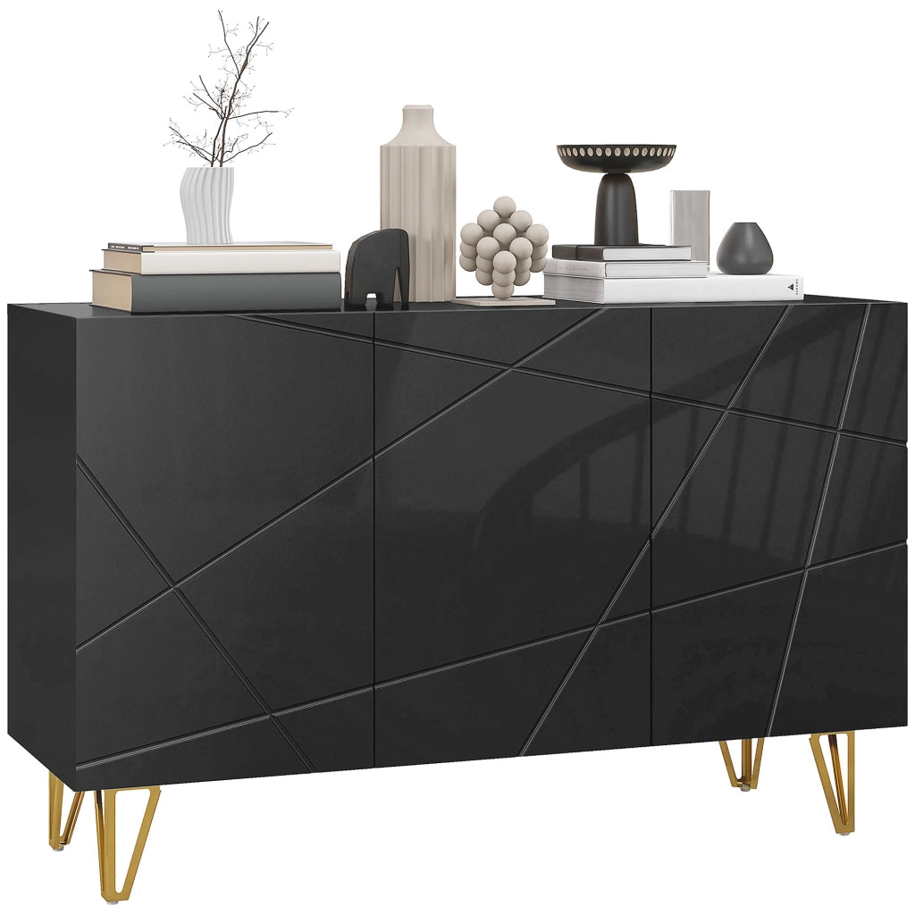 Credenza con 3 ante e ripiani regolabili ¨C Xylo ¨C Nero 120x40x75 cm