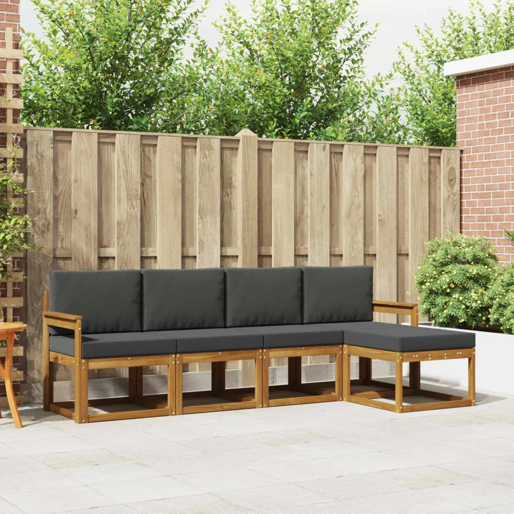 Set di divani da esterno con cuscino 5 pcs Naturale e Antracite 3366245