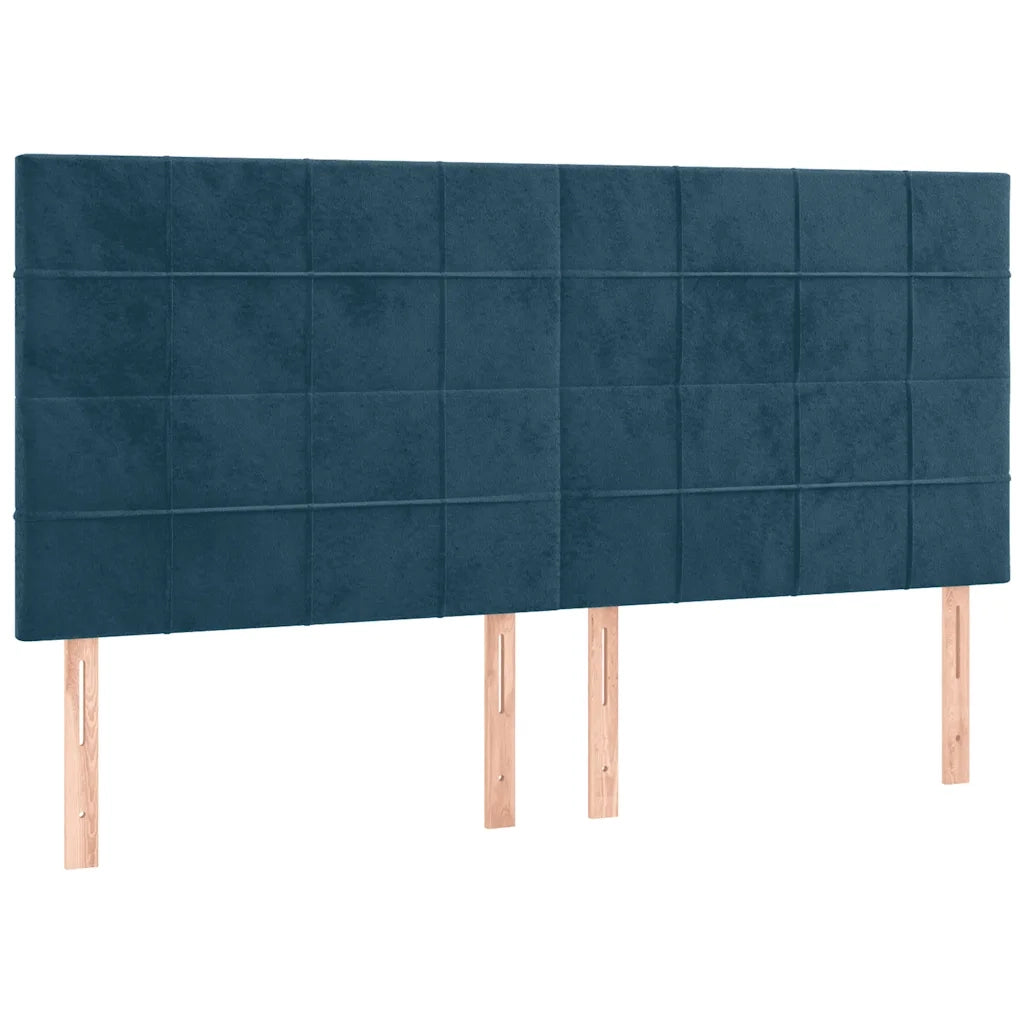 Testiera | Testata Blu Scuro 200x5x118/128 cm Velluto