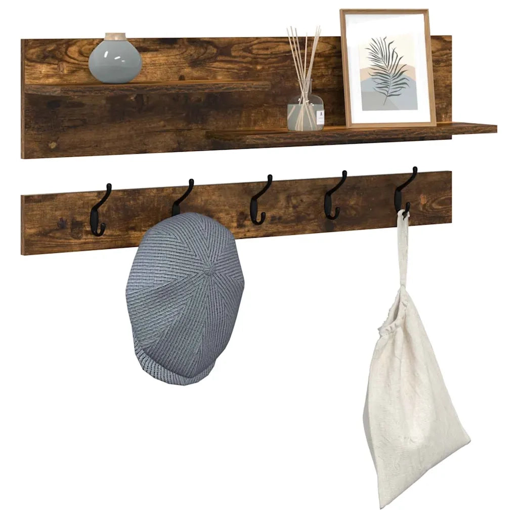 Appendiabiti a muro con lo scaffale Rovere fum¨¦ 90 x 15 x 36 cm CFW5265426