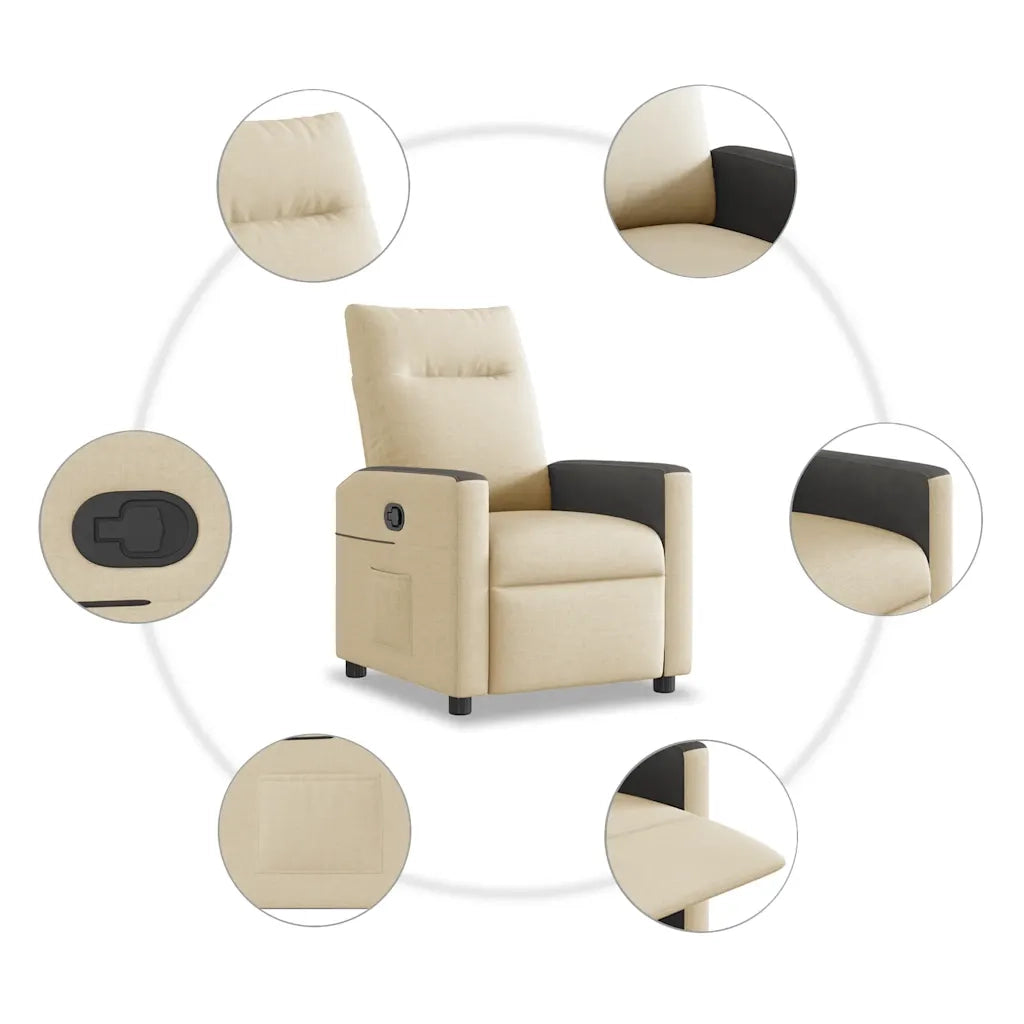 Poltrona Reclinabile in Tessuto Crema 4104829