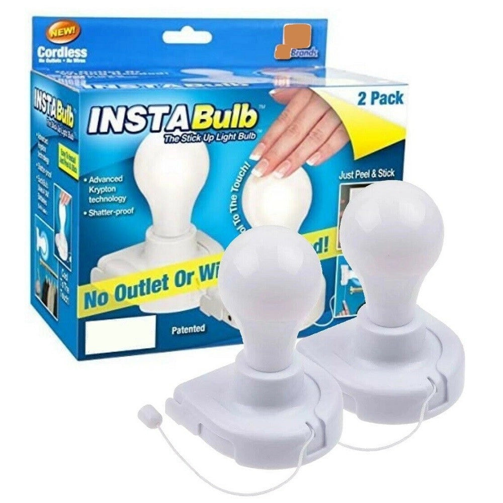 Trade Shop - 2 Lampadine Insta Bulb Lampadina A Batteria Con Filo Di Accensione E Spegnimento -