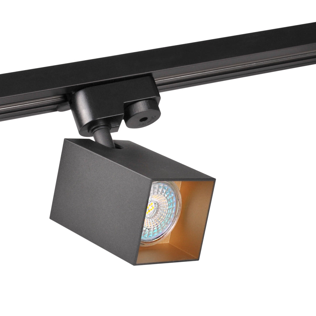 Faretto su binario nero/oro GU10 Square Polux 321756