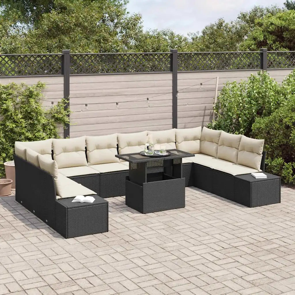 Set Divano da Giardino 11 pcs Nero Poly Rattan 3357990