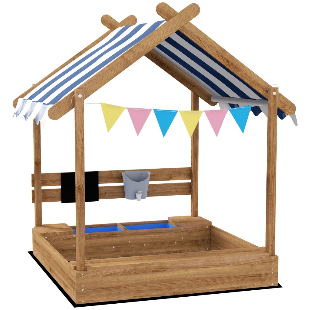 Casa di gioco per bambini con sabbiera ¨C Minimal ¨C legno massiccio, marrone, 124x116x146 cm
