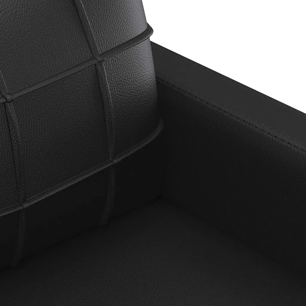 Divano a 3 Posti-Sofa 3 Posti Nero 180 cm in Similpelle 190061