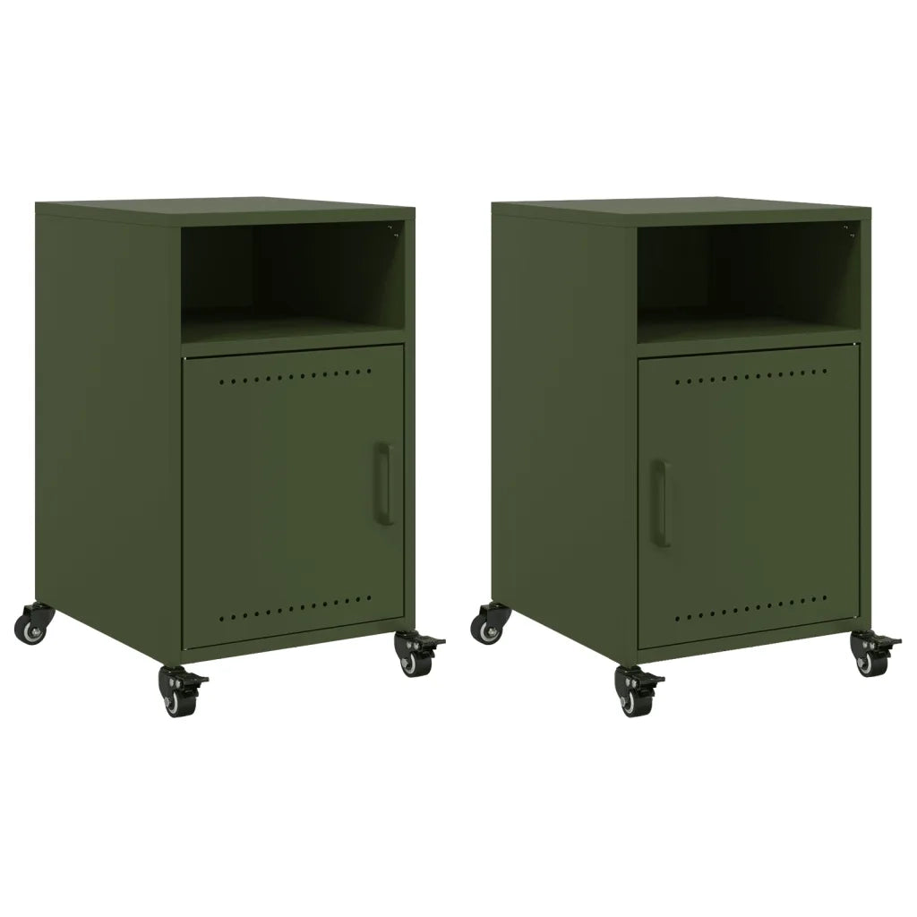 Comodini 2 pz Verde Oliva 36x39x59 cm in Acciaio 846725