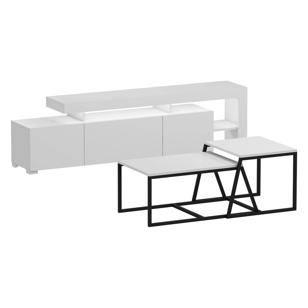 Gizzeria, set Mobili da Soggiorno Modulabile, Bianco