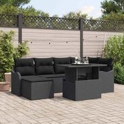 Set Divano da Giardino con cuscino 7 pcs Nero Poly Rattan 3357236