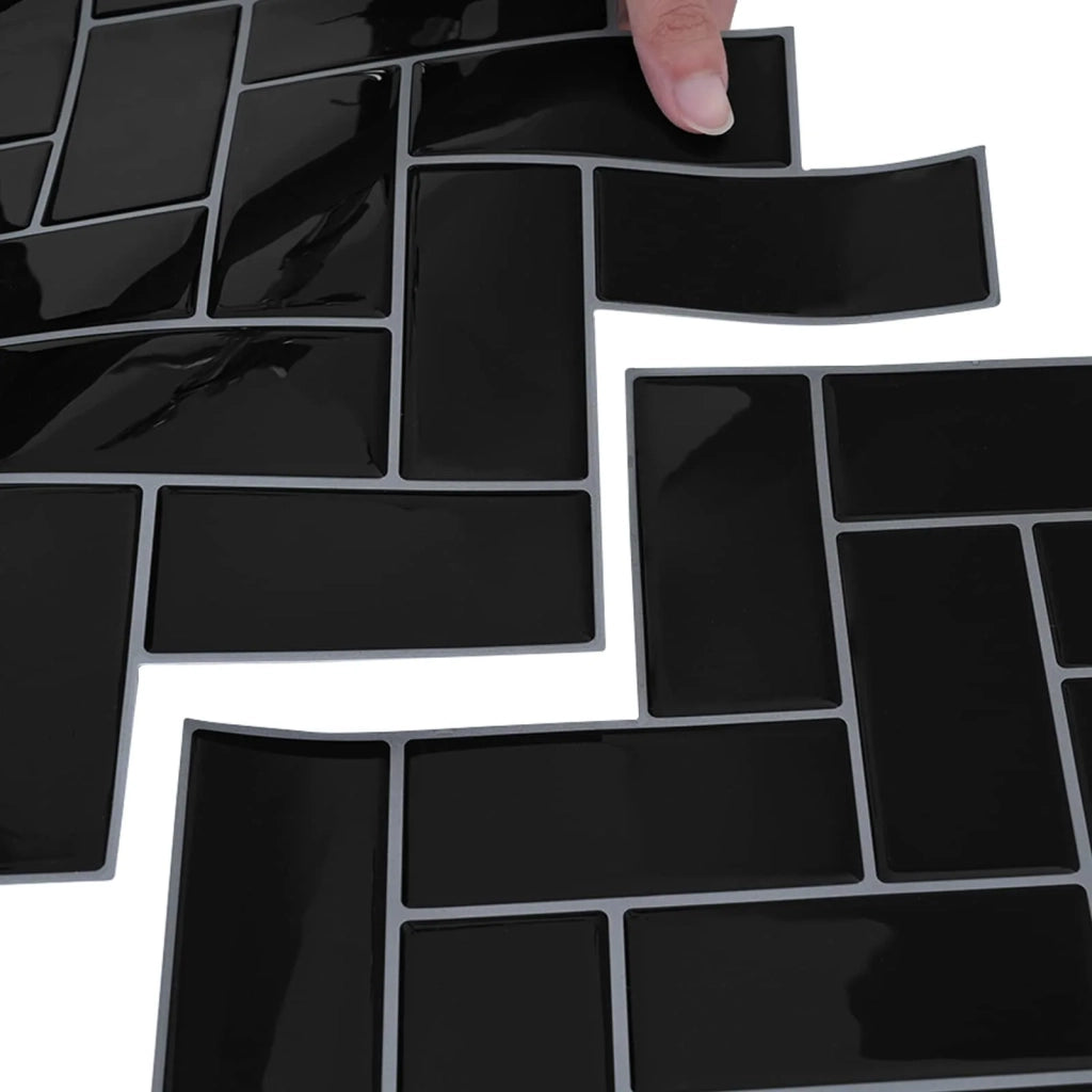 Piastrella a Spina di Pesce 10 pcs Nero 30 x 30 cm 42046187