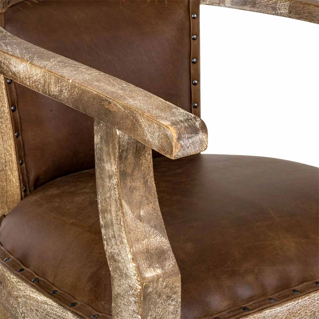 Poltrona imbottita in legno marrone 57x58x85h