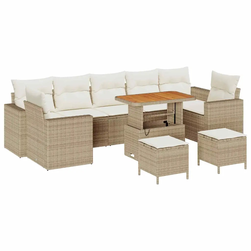 Set Divano da Giardino 13 pcs Nero e Crema polyrattan 3363551