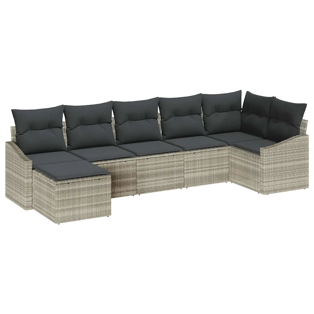 Set di divani con cuscino 7 pcs Grigio chiaro polyrattan 3346812