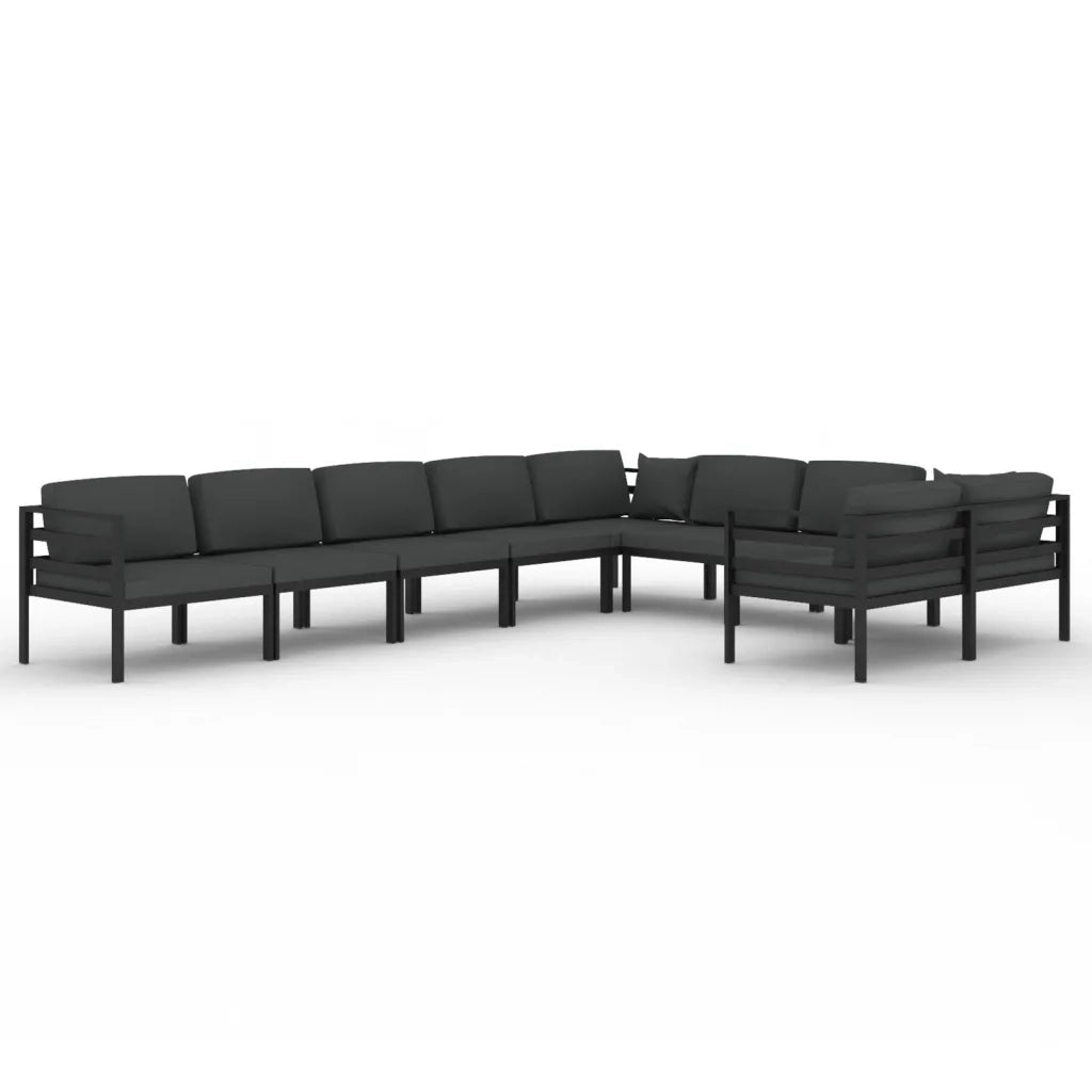 Set Divani da Giardino 9 pz con Cuscini in Alluminio Antracite 3107823