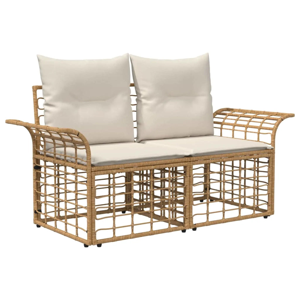 Set Divano da Giardino 13 pz Naturale e Bianco Crema polyrattan 3437828