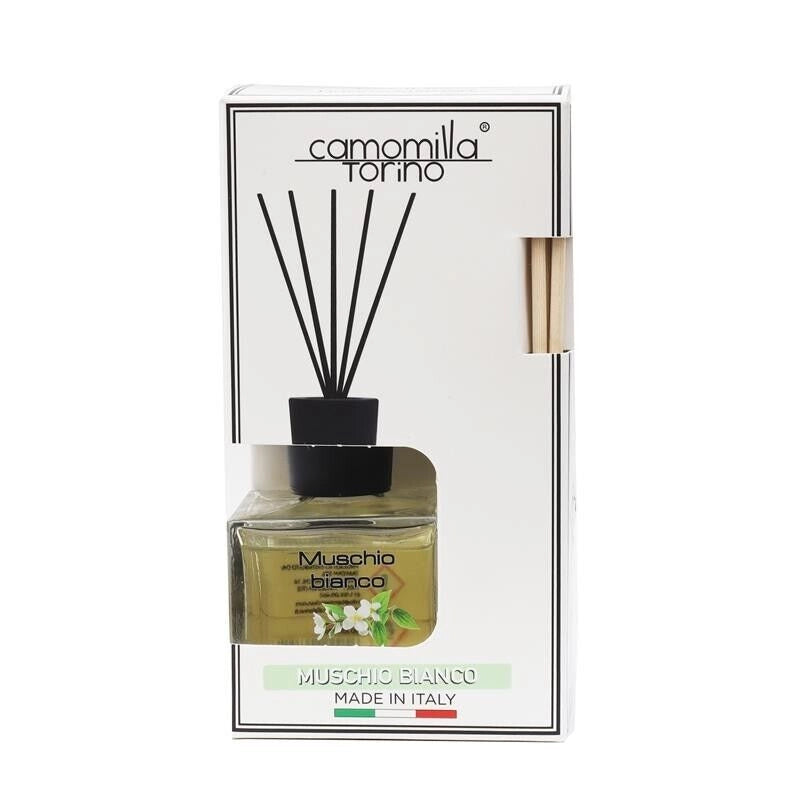 CAMOMILLA TORINO DIFFUSORE PER AMBIENTE CON BASTONCINI MUSCHIO BIANCO DA 100 ML