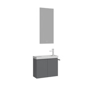 Set mobile lavabo con specchio (2 pezzi) "Ferla 60" - 60 x 22 x 50 cm - Grigio opaco