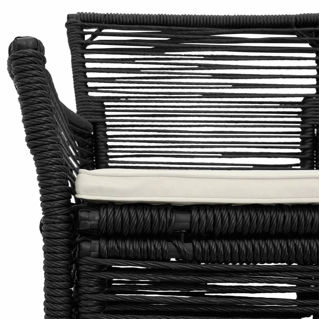 Sedia da giardino con cuscino 2 pz | Sedie da Esterno Nero e Crema polyrattan