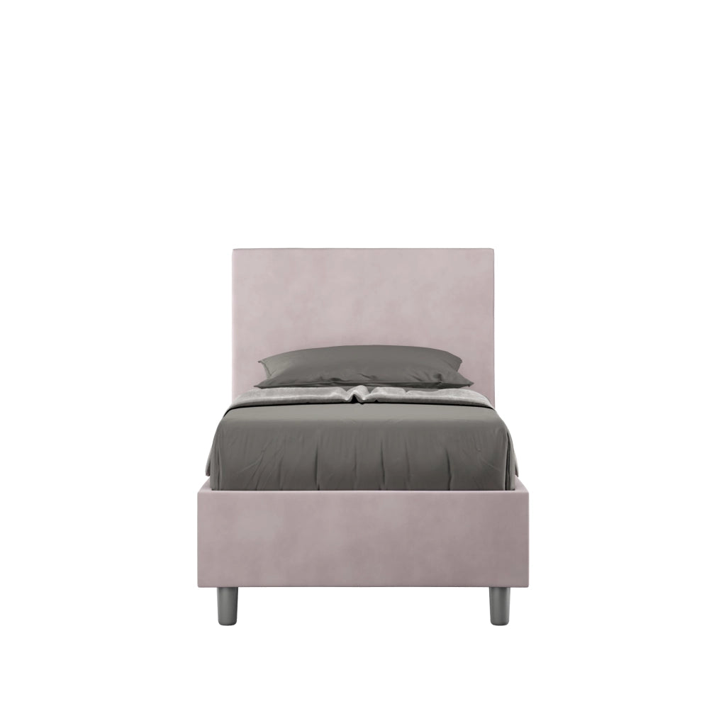 BS COM Letto singolo con rete imbottito 90x190 microfibra glicine