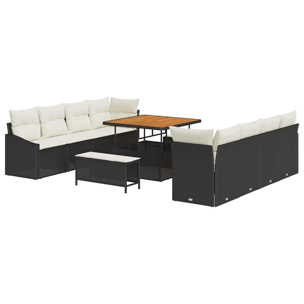 Set Divano da Giardino con cuscino 11 pcs Nero polyrattan 3362635