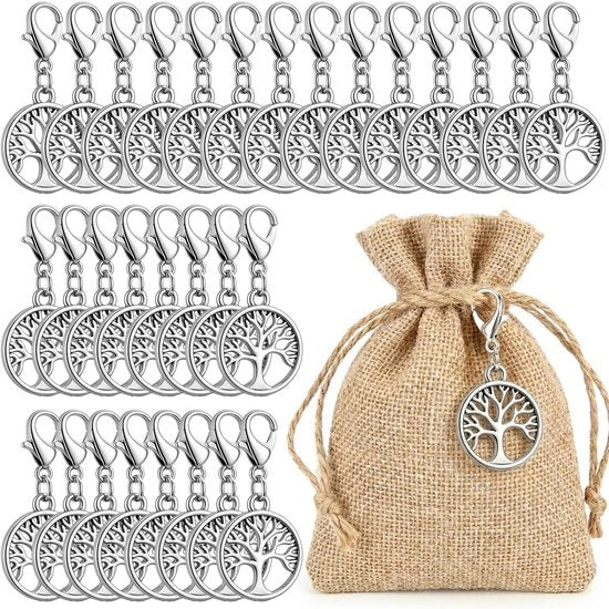 30 Levensboom Sleutelhanger con Chiusura a Cerniera e Decorazione a Maille