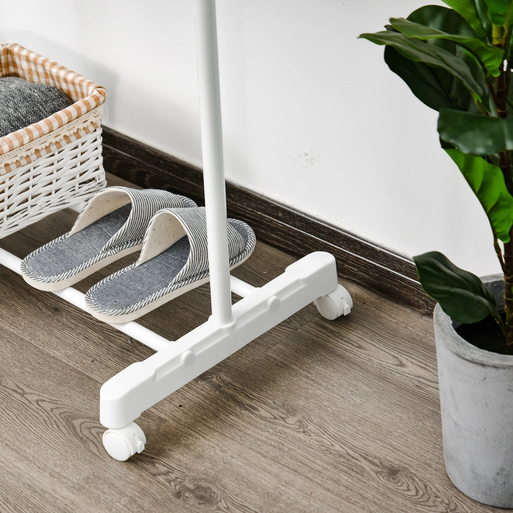Armadio Portatile con Appendiabiti e Ripiani ¨C Minimal ¨C Bianco 68.5x42x87-145 cm