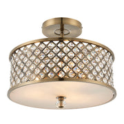 Plafoniera Hudson Endon ottone anticato cristalli tonda 3xE27