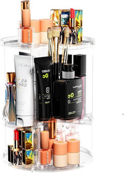 Organizzatore di cosmetici rotante 360 gradi in plastica trasparente con specchio per conservare il laccio di unghie