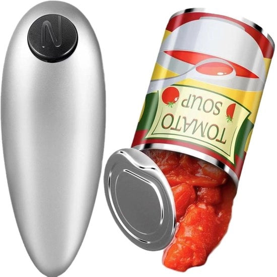 Opener automatico per lattine elettrico portatile - Con facilità di utilizzo per anziani - Argento - Facile da usare - Riduce la fatica alla mano