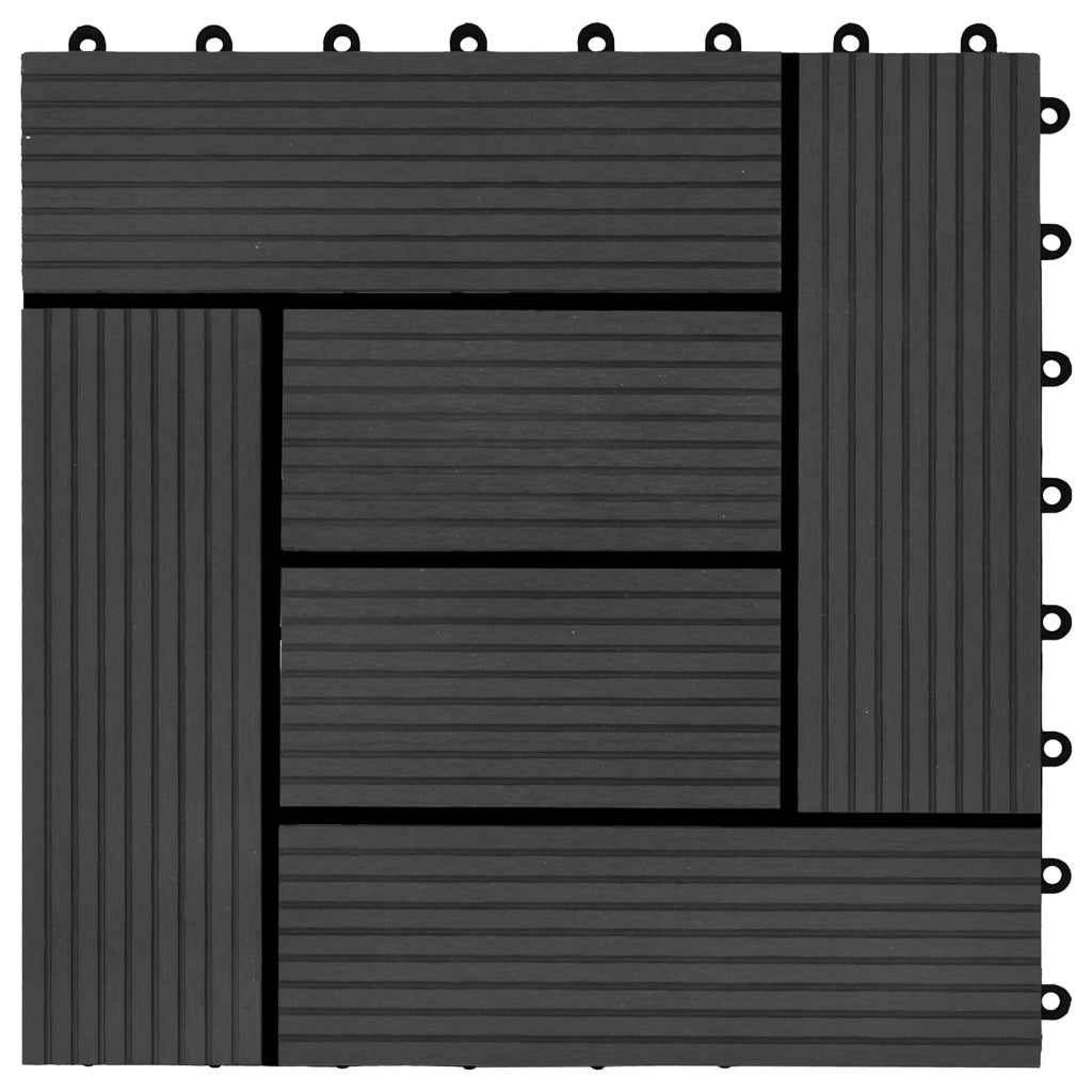 Piastrella per Decking 11 pcs Nero 30 x 30 cm WPC 42046671