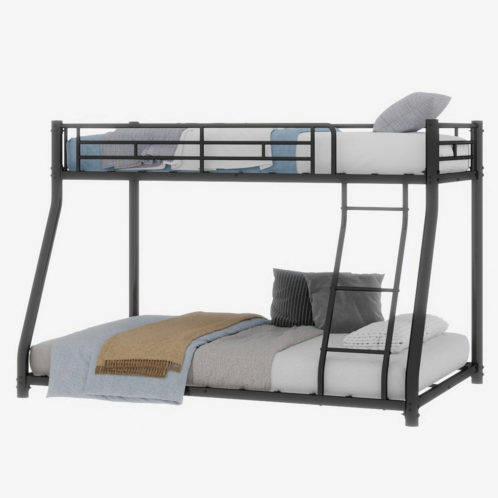 Letto a castello twin over full in ferro nero 105x200 cm