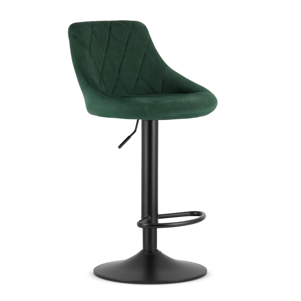 Sgabello girevole VALORA DAKA - Velluto verde con base nera