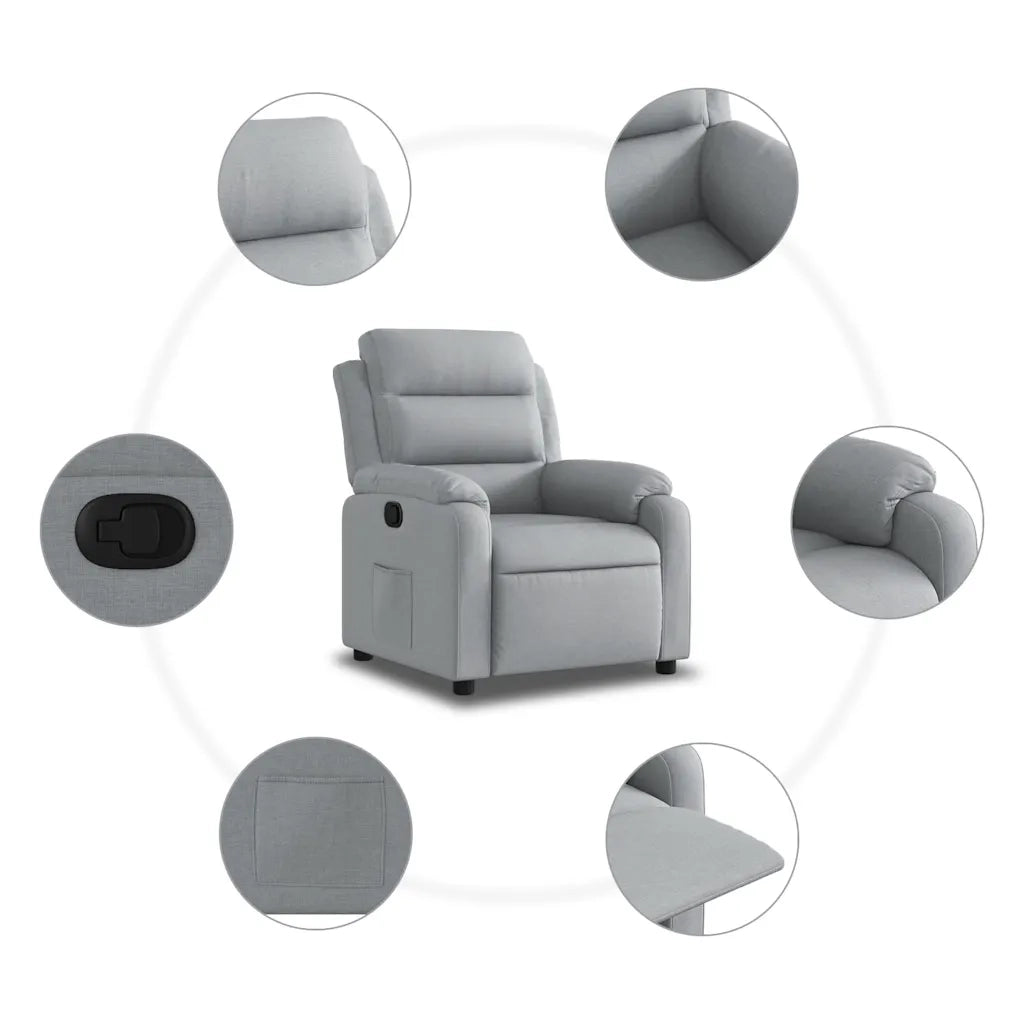 Poltrona reclinabile in tessuto grigio chiaro 3205720