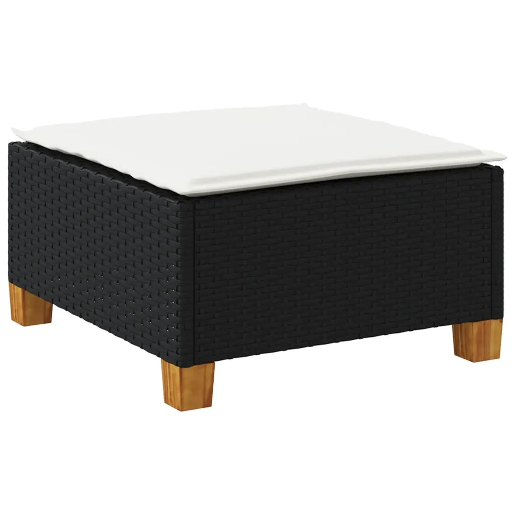 Sgabello Giardino con Cuscino Nero 63,5x56x32 cm in Polyrattan 365911