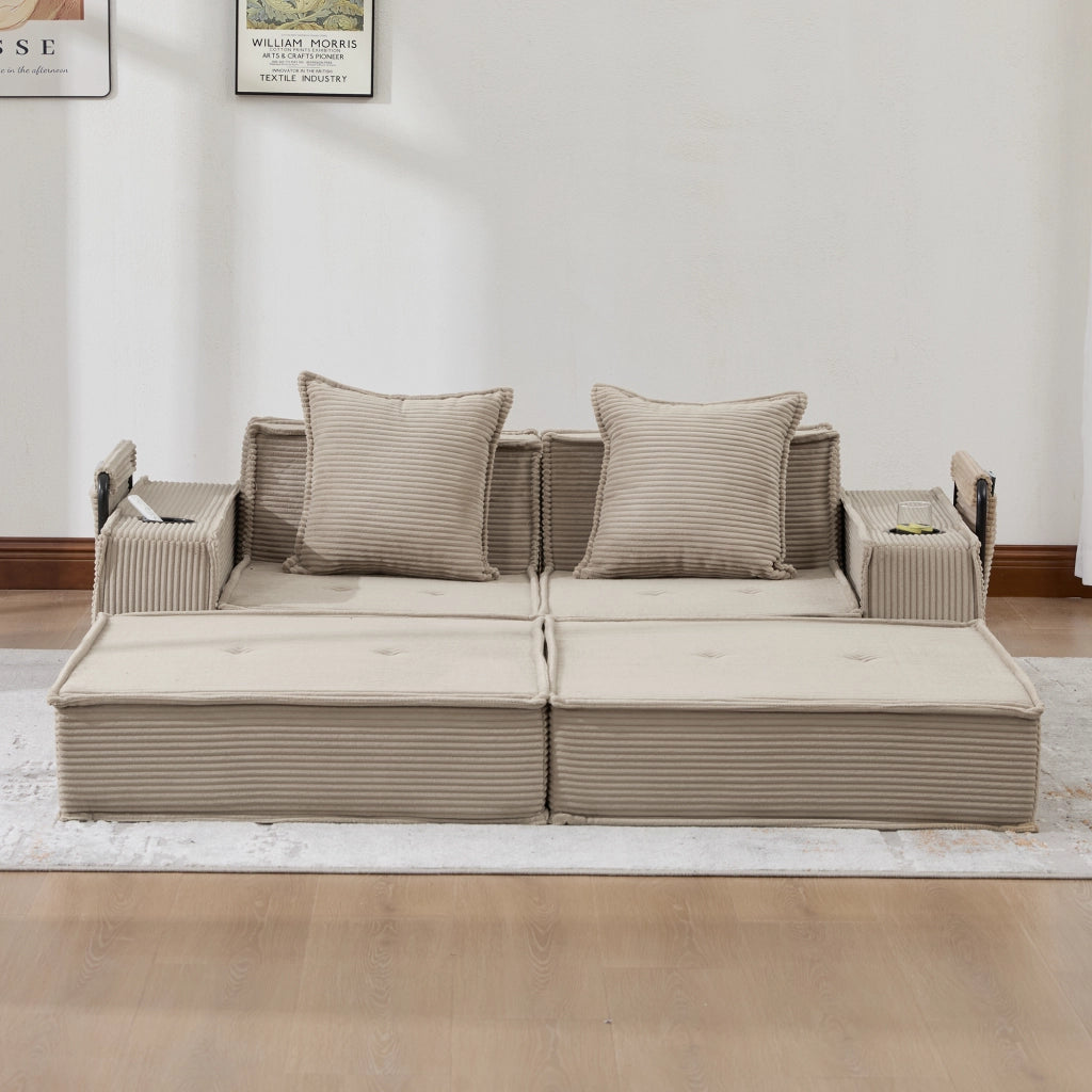Divano Letto 2 Posti con Poggiapiedi e Cuscini ¨C MINIMAL ¨C Tessuto