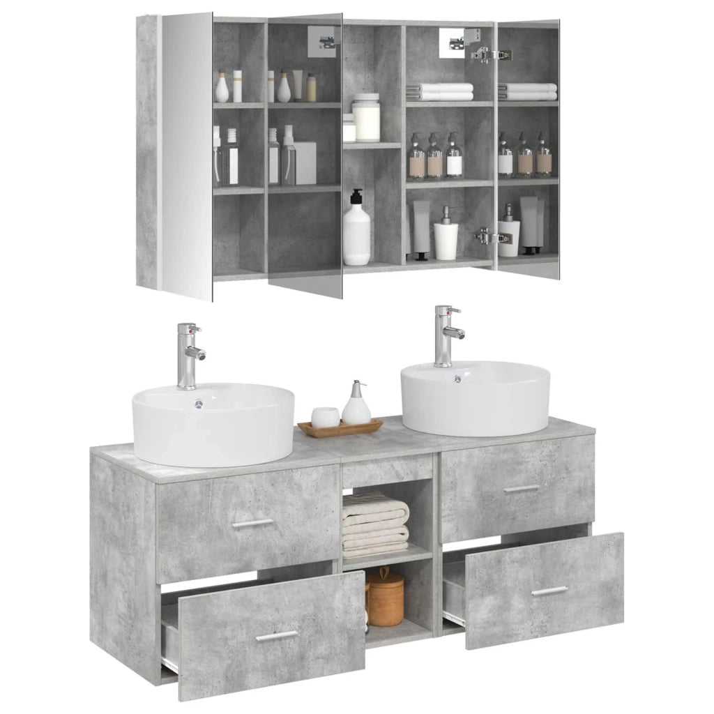 Set di mobili per il bagno 4 pz Grigio Cemento 3406906