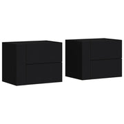 Set di 2 Comodini | Armadio da Notte | Mobiletto da notte a Muro Nero 45x30x35 cm