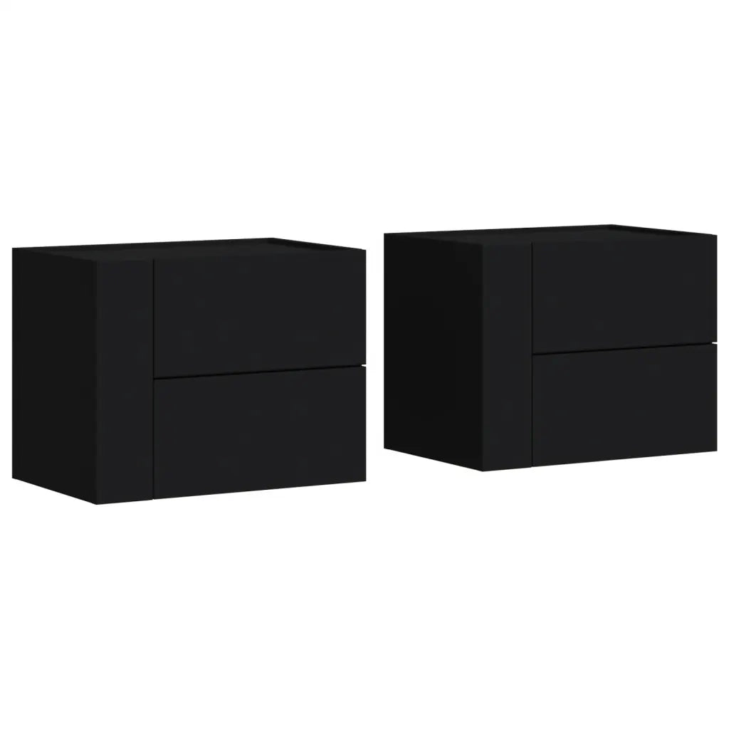Set di 2 Comodini | Armadio da Notte | Mobiletto da notte a Muro Nero 45x30x35 cm