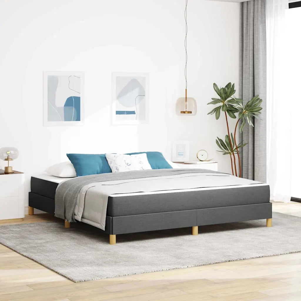 Letto a molle con materasso Grigio scuro 180 x 200 cm Tessuto