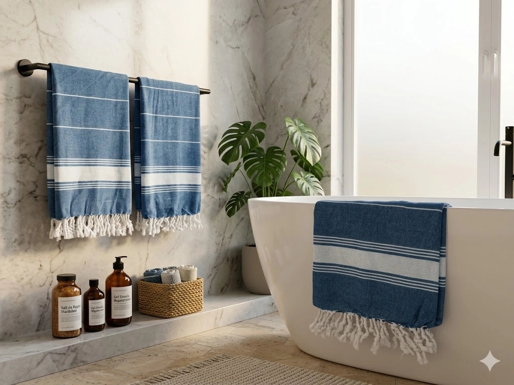 TELO MARE ZUMA IN COTONE- - cm.90X180 - colore blu - 3 pezzi XTRA