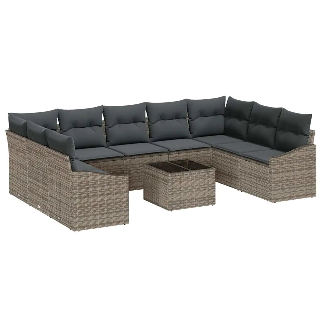 Set di divani con cuscino 10 pcs Grigio polyrattan 3346889