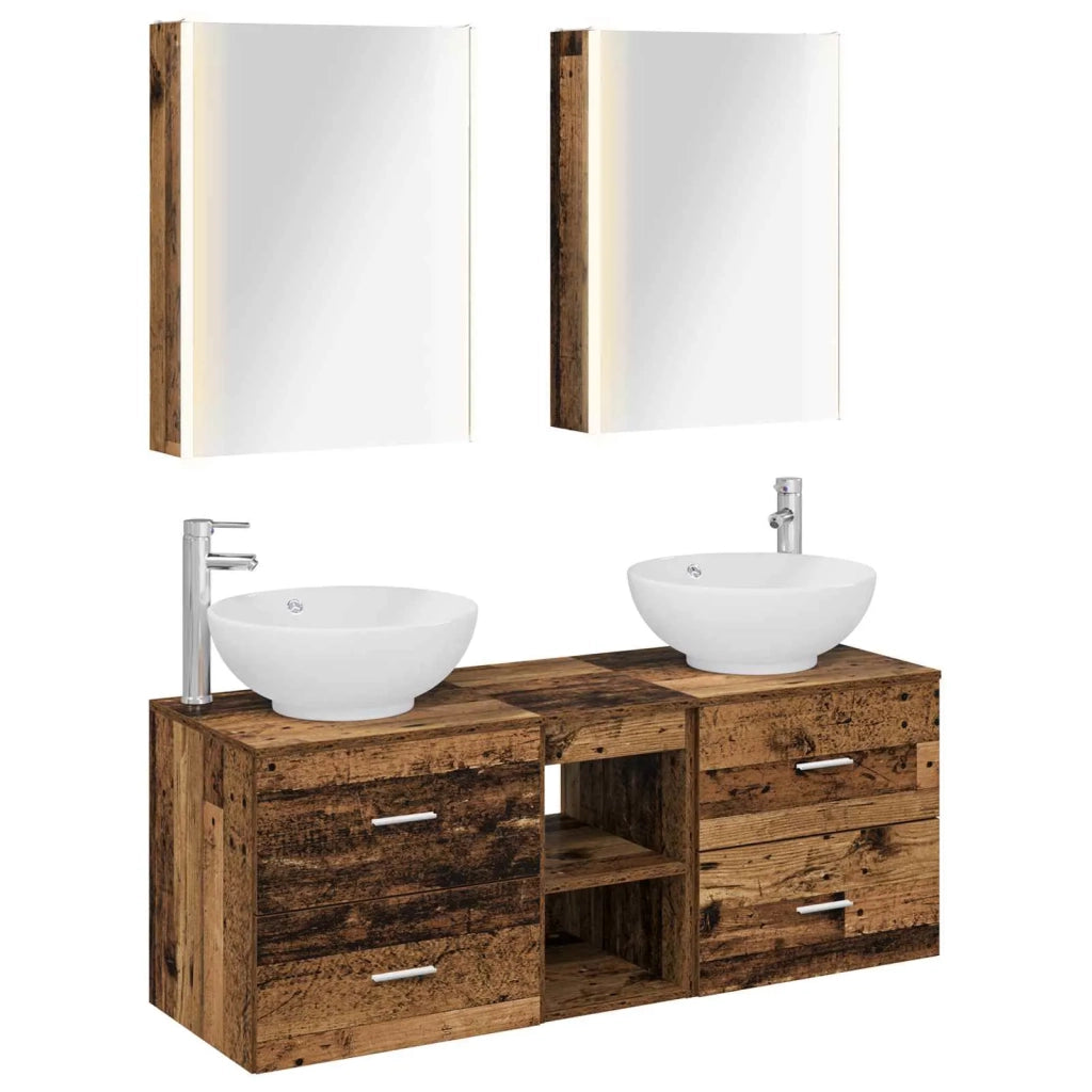 Set di mobili per il bagno 5 pz Legno antico 3406973