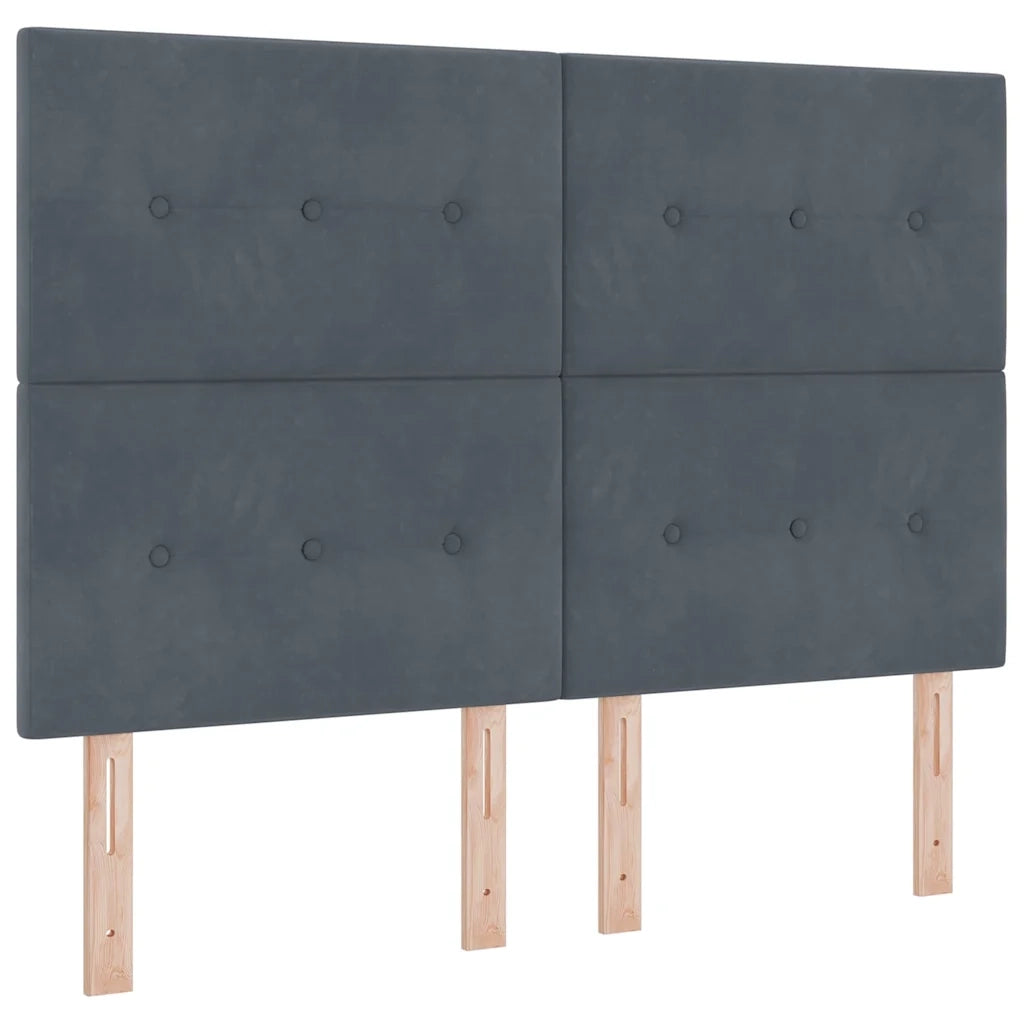 Letto a molle con testiera Grigio scuro 140 x 200 cm Velluto