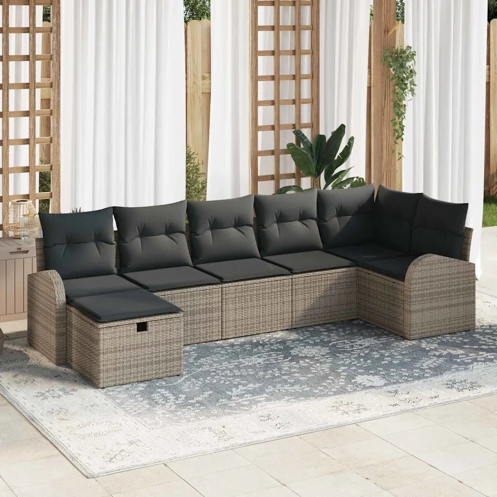Set Divano da Giardino con cuscino 7 pcs Grigio polyrattan 3360430