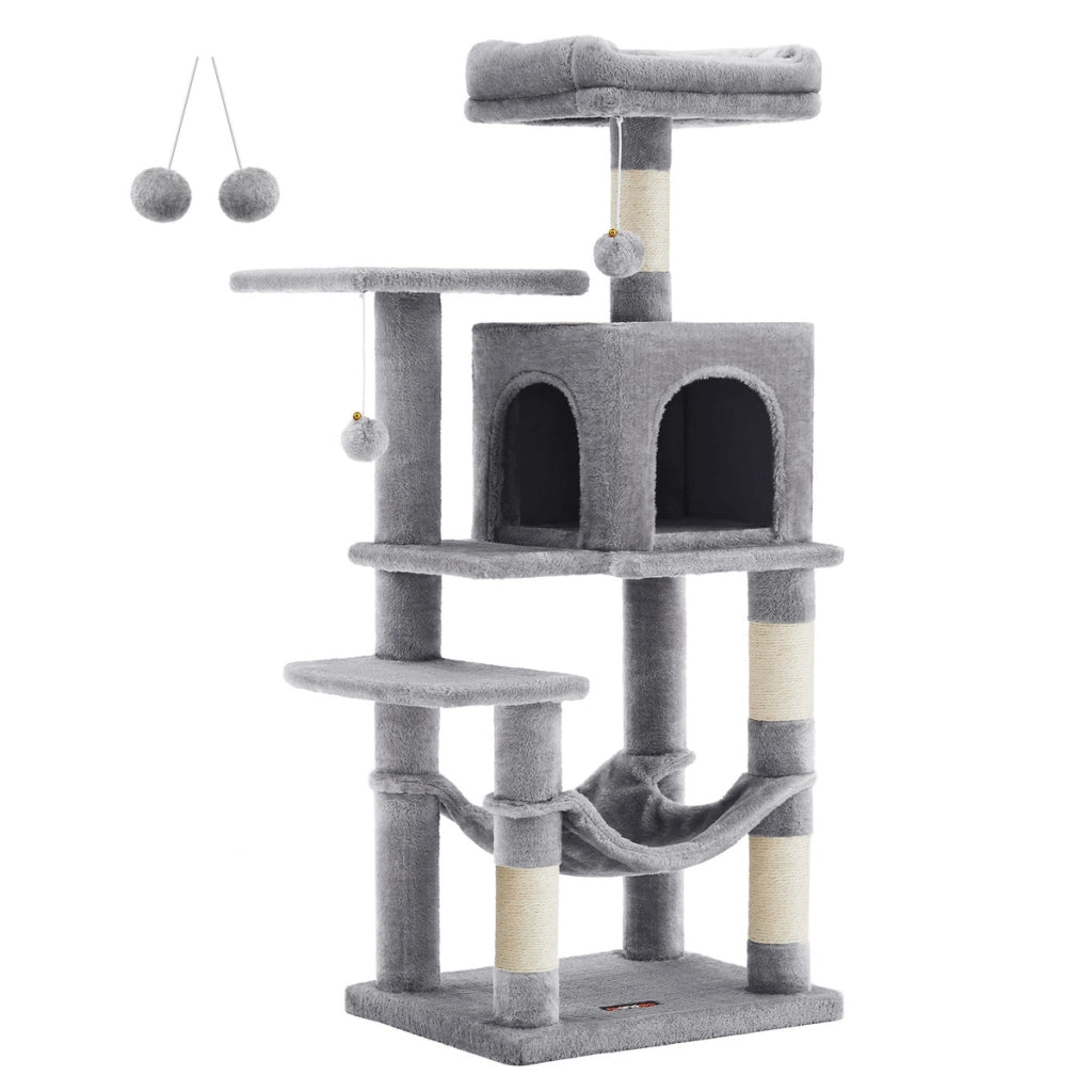 Tiragraffi a Torre con Amaca e Cuccia Grigio Chiaro