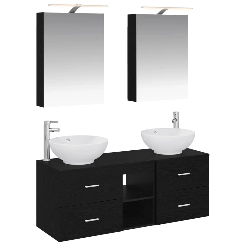 Set di mobili per il bagno 5 pz Rovere Nero 3406952