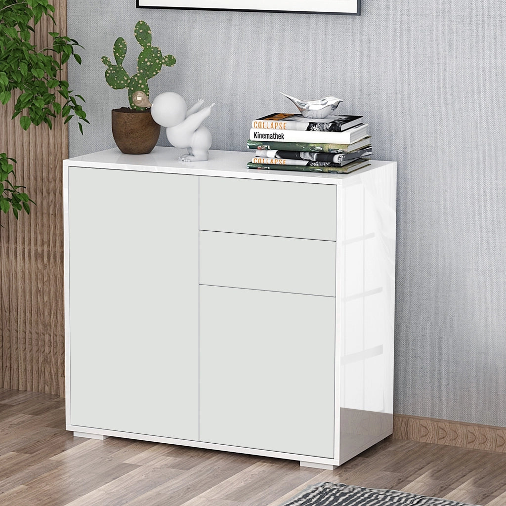 Armadio con 2 ante e 2 cassetti ¨C Minimal ¨C Bianco 79x36x74 cm